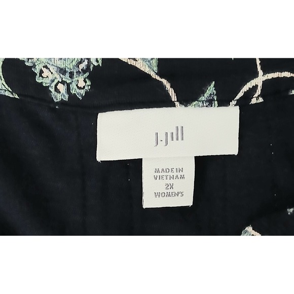 J Jill Dress Size 2X Blue Floral Paisley Pullover Midi V-Neck Long Sleeve Preown - Picture 3 of 12